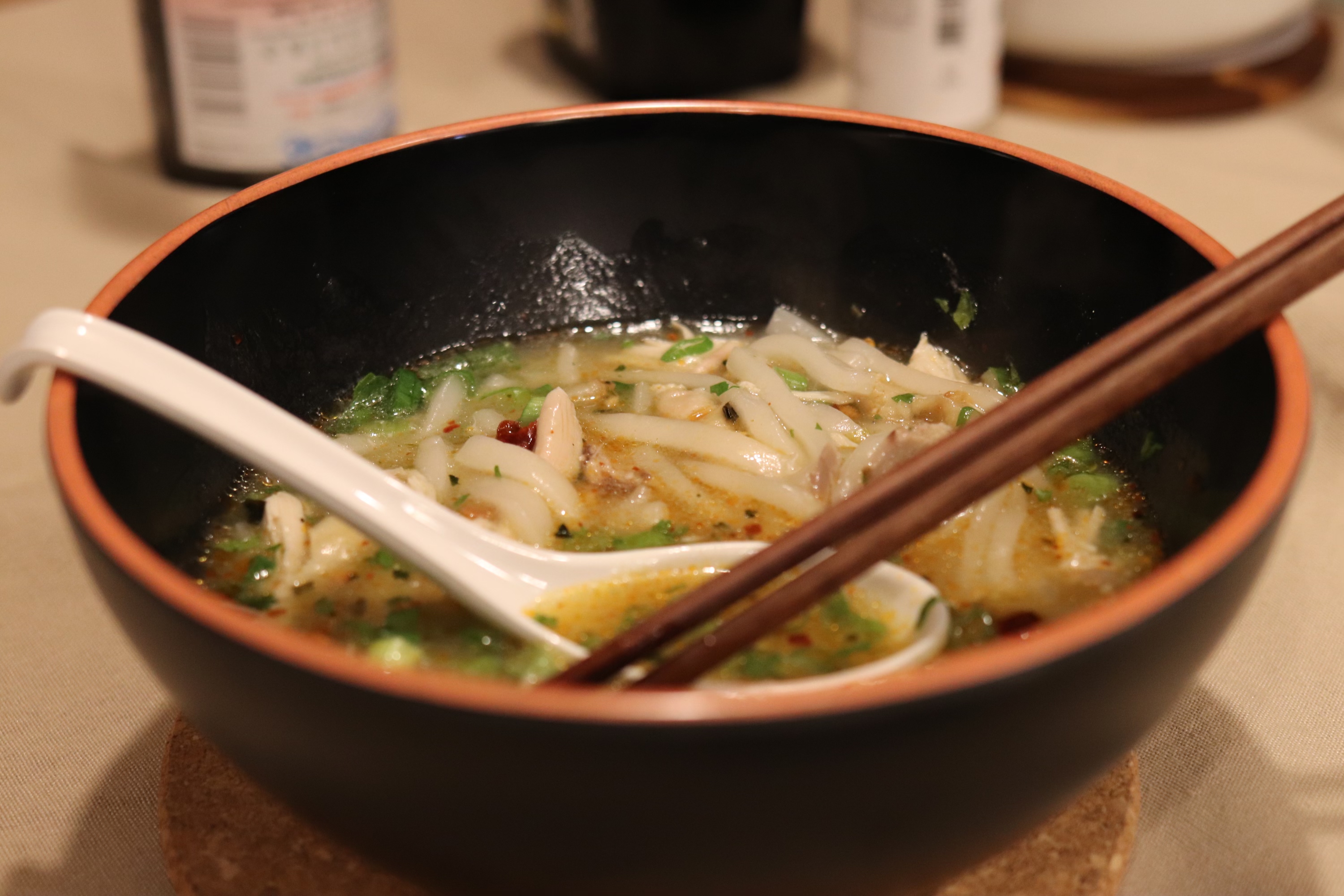 lao chicken noodle soup, khao piek sen