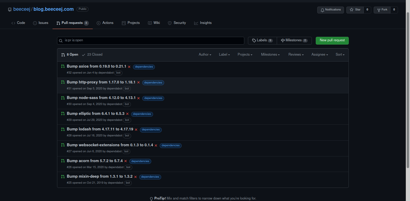 Image of automated github pull request fixing security issues in Javascript libraries